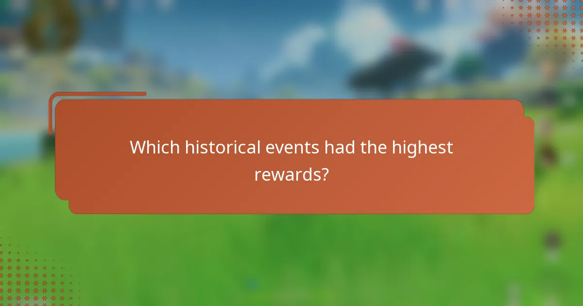 Which historical events had the highest rewards?